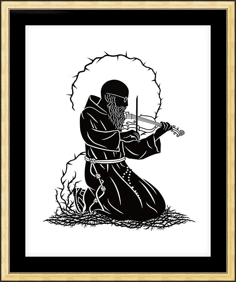 Wall Frame Gold, Matted - Bl. Solanus Casey Violin by Dan Paulos - Trinity Stores