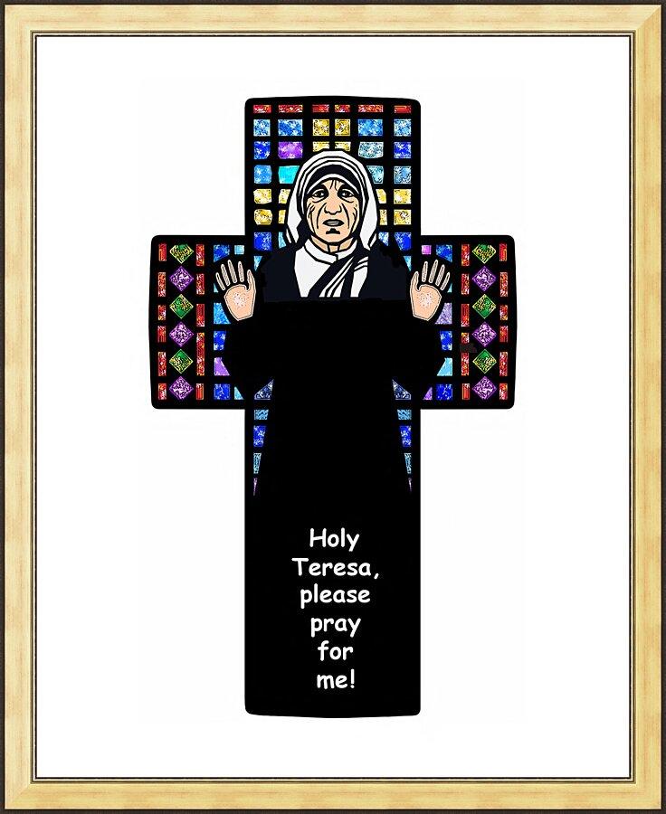 Wall Frame Gold - St. Teresa of Calcutta Cross by Dan Paulos - Trinity Stores