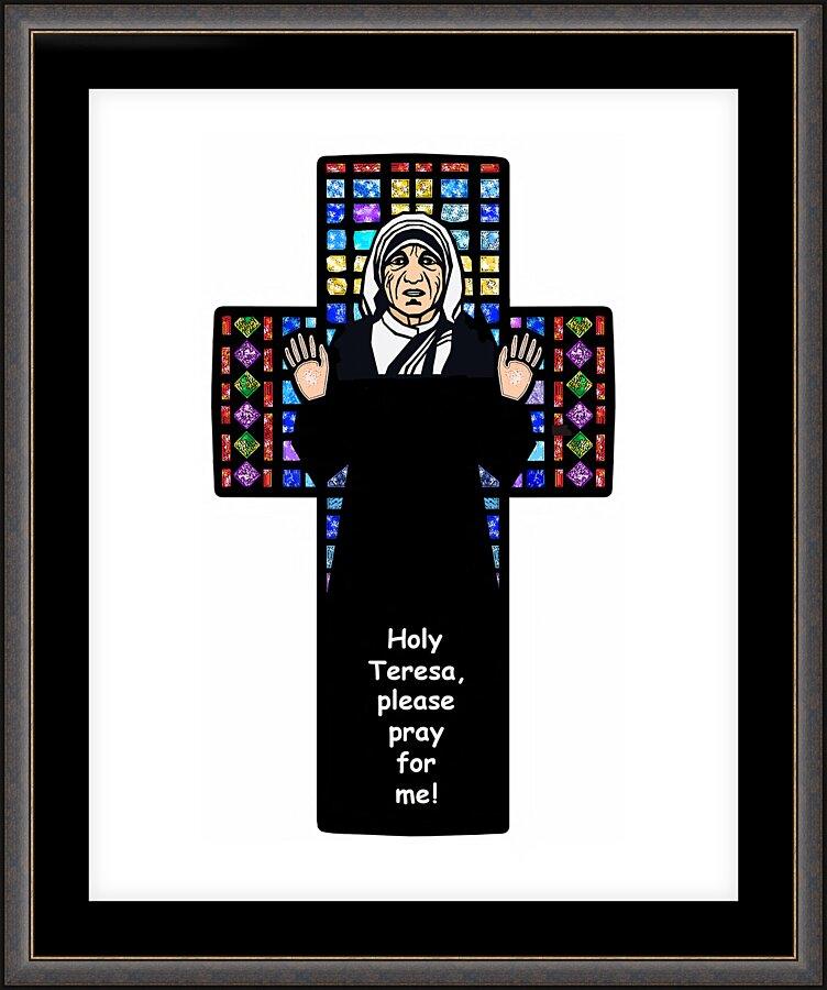 Wall Frame Espresso, Matted - St. Teresa of Calcutta Cross by Dan Paulos - Trinity Stores