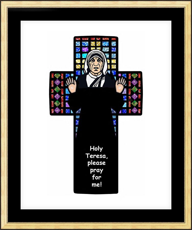 Wall Frame Gold, Matted - St. Teresa of Calcutta Cross by Dan Paulos - Trinity Stores