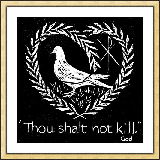 Wall Frame Gold, Matted - Thou Shalt Not Kill by D. Paulos