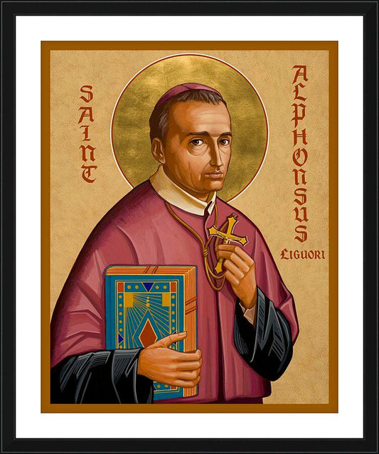 Wall Frame Black, Matted - St. Alphonsus Liguori by Joan Cole - Trinity Stores