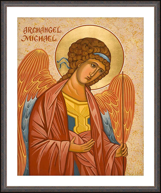 Wall Frame Espresso, Matted - St. Michael Archangel by Joan Cole - Trinity Stores