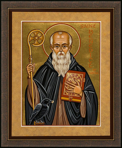 Wall Frame Espresso - St. Benedict of Nursia by Joan Cole - Trinity Stores