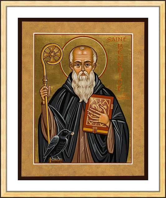 Wall Frame Gold, Matted - St. Benedict of Nursia by Joan Cole - Trinity Stores