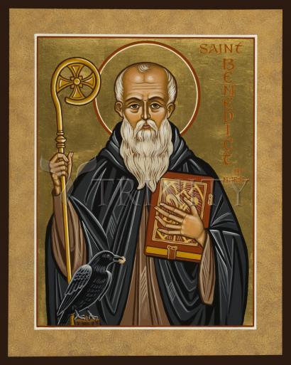 Wall Frame Espresso, Matted - St. Benedict of Nursia by Joan Cole - Trinity Stores