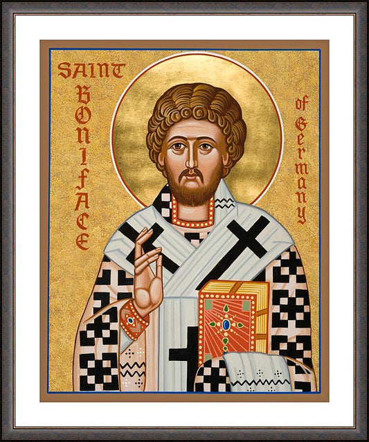 Wall Frame Espresso, Matted - St. Boniface of Germany by Joan Cole - Trinity Stores
