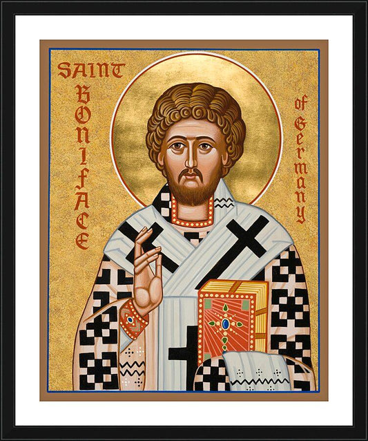 Wall Frame Black, Matted - St. Boniface of Germany by Joan Cole - Trinity Stores