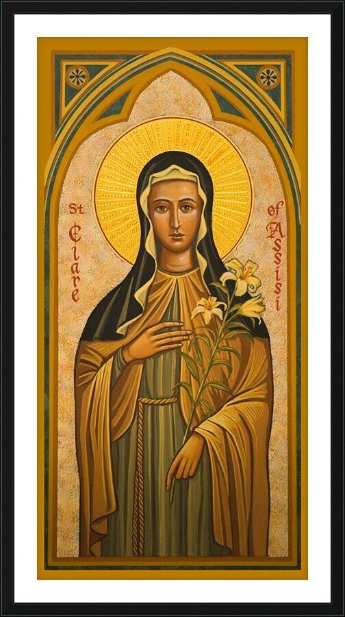 Wall Frame Black, Matted - St. Clare of Assisi by Joan Cole - Trinity Stores