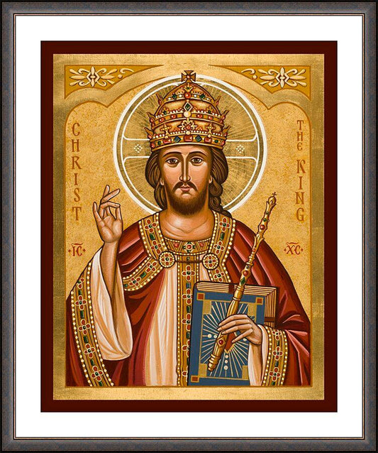 Wall Frame Espresso, Matted - Christ the King by Joan Cole - Trinity Stores