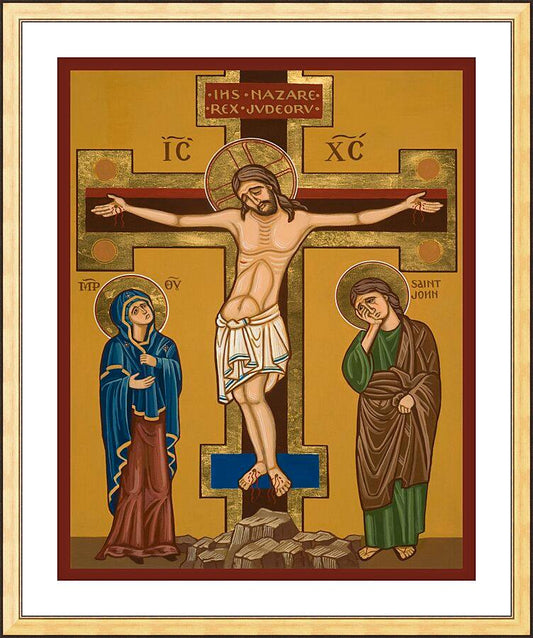 Wall Frame Gold, Matted - Crucifixion by Joan Cole - Trinity Stores