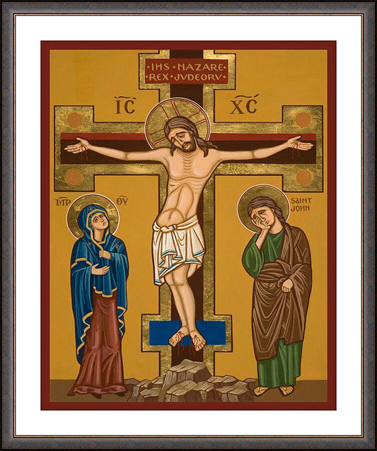 Wall Frame Espresso, Matted - Crucifixion by Joan Cole - Trinity Stores