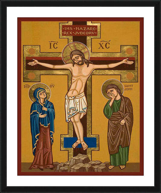 Wall Frame Black, Matted - Crucifixion by Joan Cole - Trinity Stores