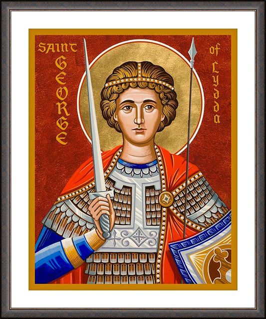 Wall Frame Espresso, Matted - St. George of Lydda by Joan Cole - Trinity Stores