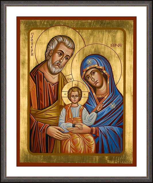 Wall Frame Espresso, Matted - Holy Family by Joan Cole - Trinity Stores