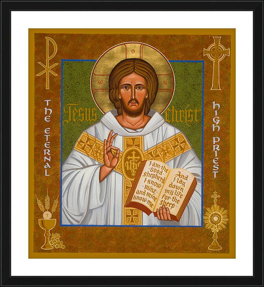 Wall Frame Black, Matted - Jesus Christ - Eternal High Priest by Joan Cole - Trinity Stores
