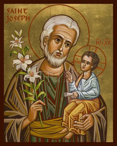 Wall Frame Espresso, Matted - St. Joseph and Child Jesus by Joan Cole - Trinity Stores