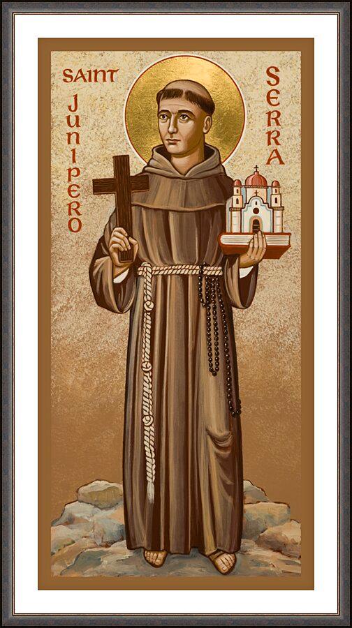 Wall Frame Espresso, Matted - St. Junipero Serra by Joan Cole - Trinity Stores