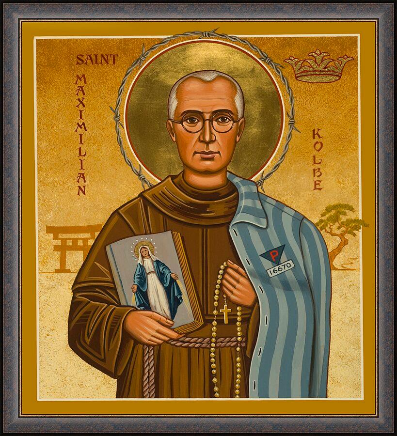 Wall Frame Espresso - St. Maximilian Kolbe by Joan Cole - Trinity Stores