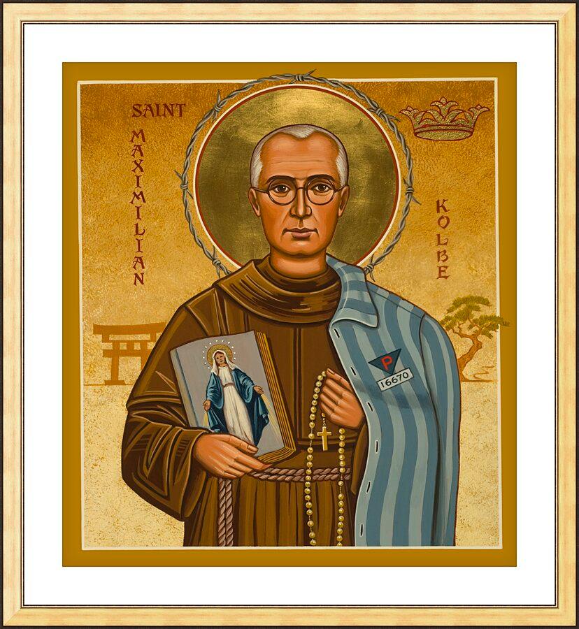 Wall Frame Gold, Matted - St. Maximilian Kolbe by Joan Cole - Trinity Stores