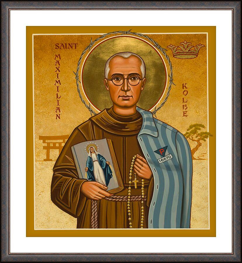 Wall Frame Espresso, Matted - St. Maximilian Kolbe by Joan Cole - Trinity Stores