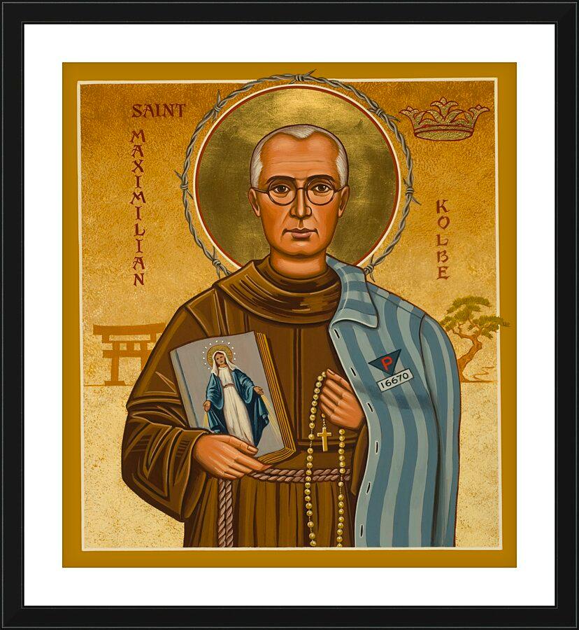 Wall Frame Black, Matted - St. Maximilian Kolbe by Joan Cole - Trinity Stores