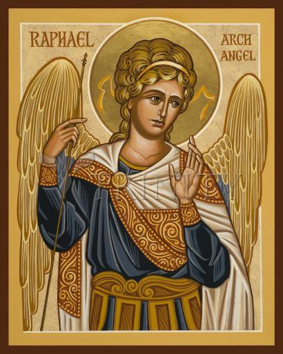 Wall Frame Black, Matted - St. Raphael Archangel by Joan Cole - Trinity Stores