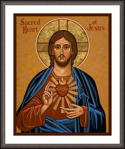 Wall Frame Espresso, Matted - Sacred Heart by Joan Cole - Trinity Stores