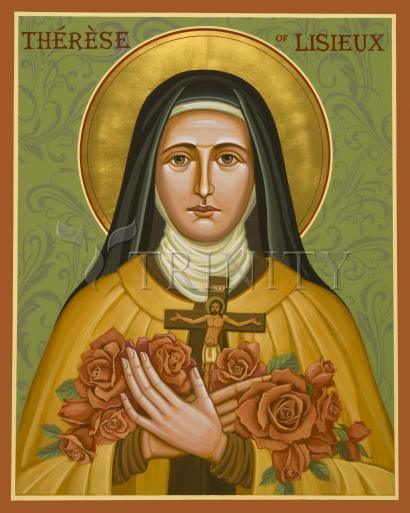 Wall Frame Espresso, Matted - St. Thérèse of Lisieux by Joan Cole - Trinity Stores