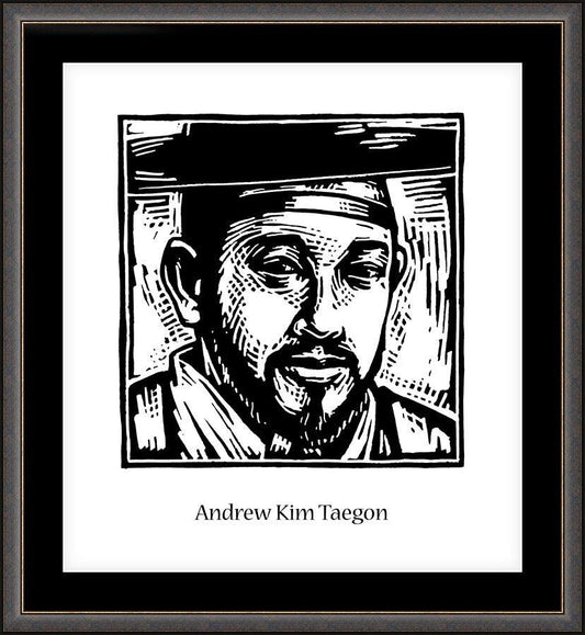 Wall Frame Espresso, Matted - St. Andrew Kim Taegon by Julie Lonneman - Trinity Stores
