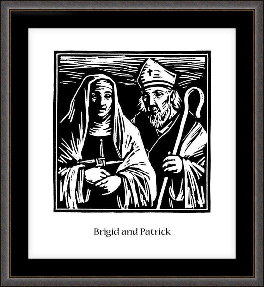 Wall Frame Espresso, Matted - Sts. Brigid and Patrick by Julie Lonneman - Trinity Stores