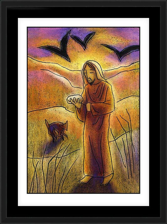 Wall Frame Black, Matted - Christ in the Desert by Julie Lonneman - Trinity Stores