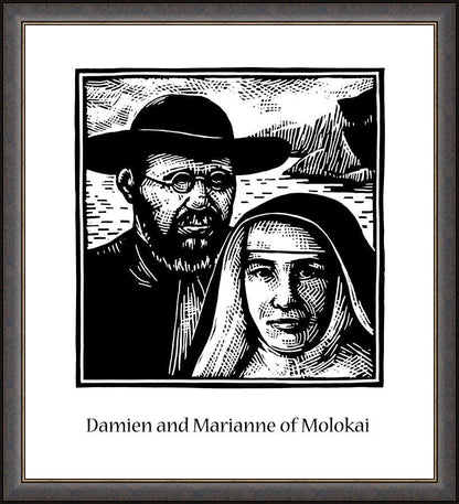 Wall Frame Espresso - Sts. Damien and Marianne of Molokai by Julie Lonneman - Trinity Stores
