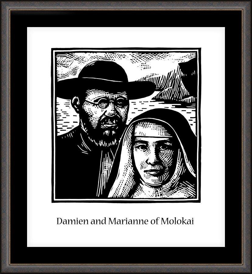 Wall Frame Espresso, Matted - Sts. Damien and Marianne of Molokai by Julie Lonneman - Trinity Stores