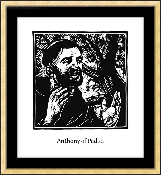 Wall Frame Gold, Matted - St. Anthony of Padua by J. Lonneman