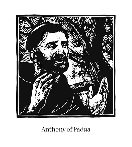 Wall Frame Black, Matted - St. Anthony of Padua by J. Lonneman