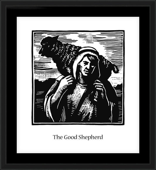 Wall Frame Black, Matted - Good Shepherd by J. Lonneman