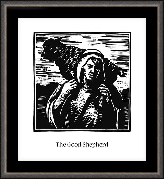 Wall Frame Espresso, Matted - Good Shepherd by J. Lonneman