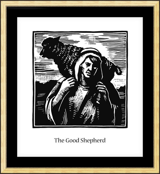 Wall Frame Gold, Matted - Good Shepherd by J. Lonneman