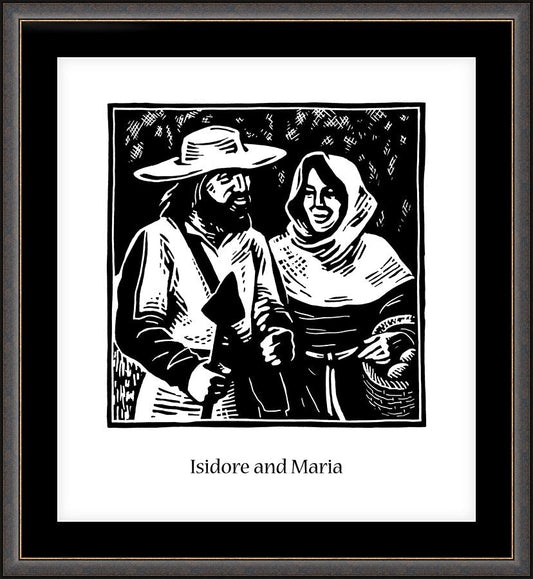 Wall Frame Espresso, Matted - Sts. Isidore and Maria by J. Lonneman
