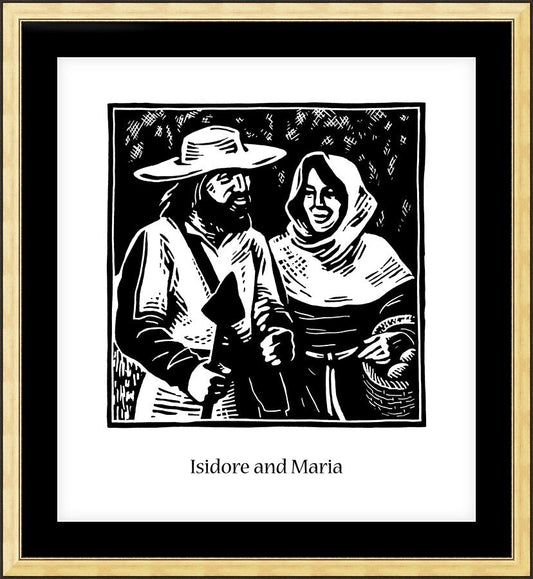 Wall Frame Gold, Matted - Sts. Isidore and Maria by J. Lonneman