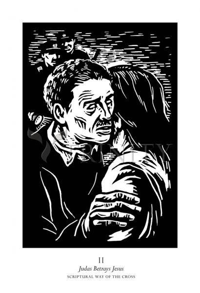 Wall Frame Gold, Matted - Scriptural Stations of the Cross 02 - Judas Betrays Jesus by Julie Lonneman - Trinity Stores