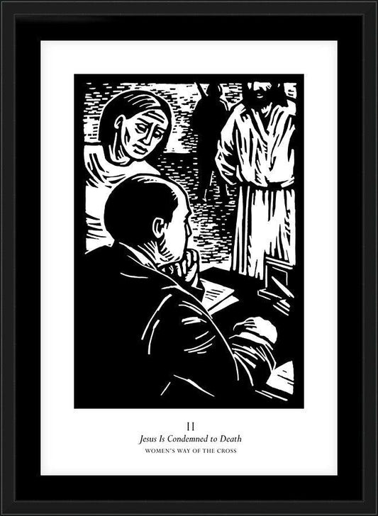 Wall Frame Black, Matted - Women's Stations of the Cross 02 - Jesus is Condemned to Death by Julie Lonneman - Trinity Stores