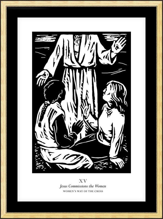 Wall Frame Gold, Matted - Women's Stations of the Cross 15 - Jesus Commissions the Women by Julie Lonneman - Trinity Stores