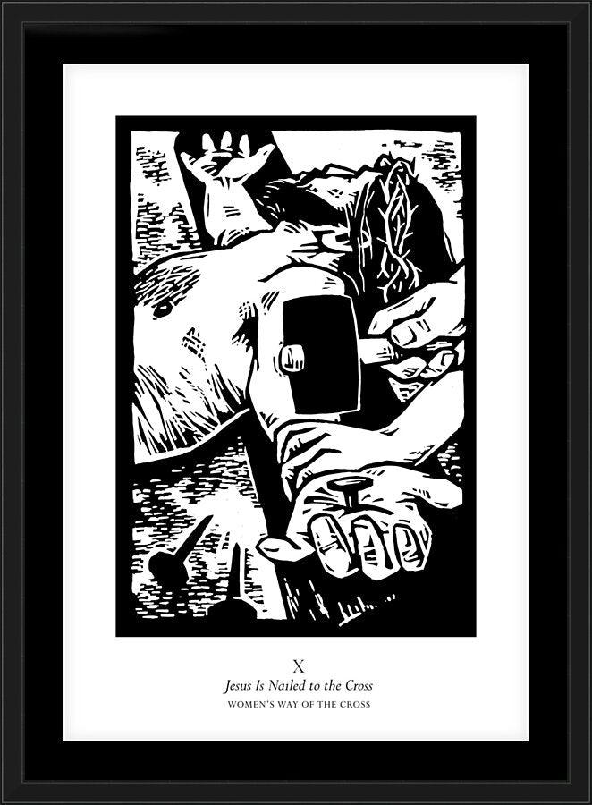 Wall Frame Black, Matted - Women's Stations of the Cross 10 - Jesus is Nailed to the Cross by Julie Lonneman - Trinity Stores