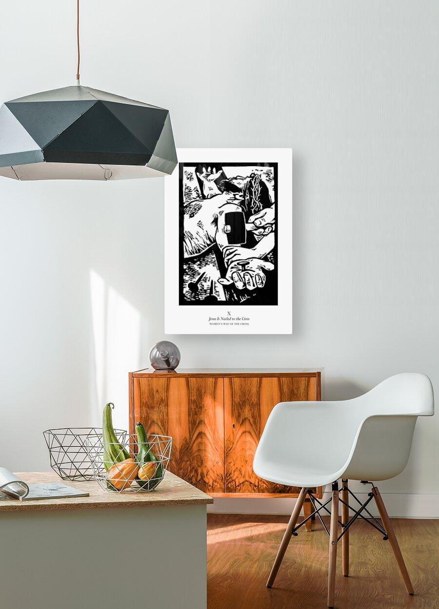 Metal Print - Women's Stations of the Cross 10 - Jesus is Nailed to the Cross by Julie Lonneman - Trinity Stores