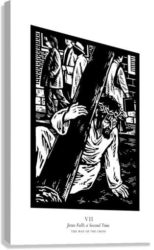 Canvas Print - Traditional Stations of the Cross 07 - Jesus Falls a Second Time by Julie Lonneman - Trinity Stores