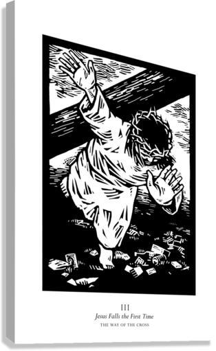 Canvas Print - Traditional Stations of the Cross 03 - Jesus Falls the First Time by Julie Lonneman - Trinity Stores