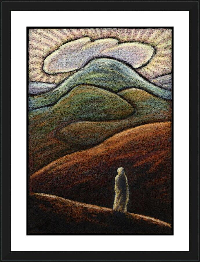 Wall Frame Black - Lent, 1st Sunday - Jesus in the Desert by Julie Lonneman - Trinity Stores