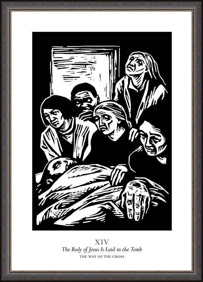 Wall Frame Espresso - Traditional Stations of the Cross 14 - The Body of Jesus is Laid in the Tomb by Julie Lonneman - Trinity Stores